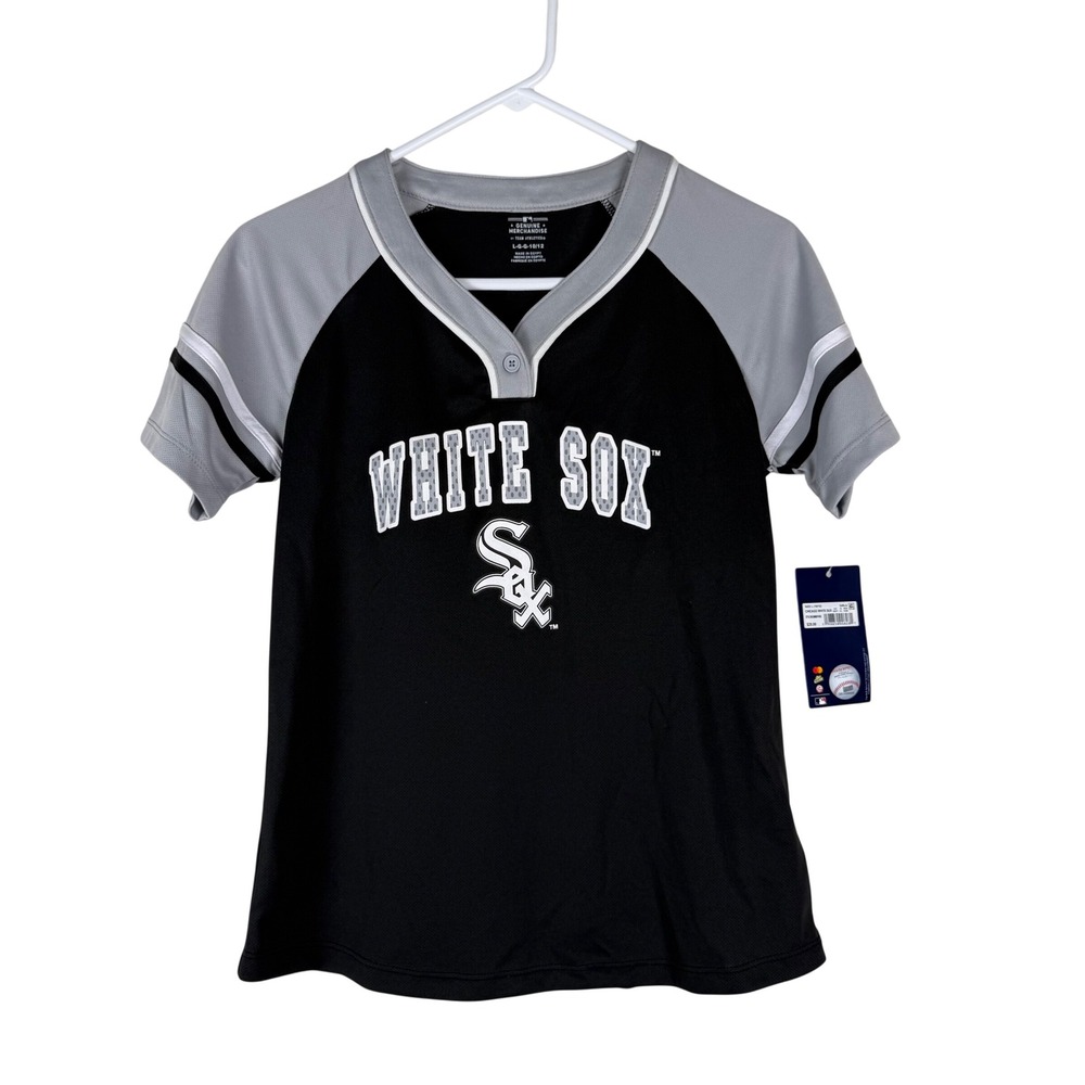 Girls Chicago White Sox Baseball Jersey Size L 10 12 Black Grey Youth MLB NEW‎